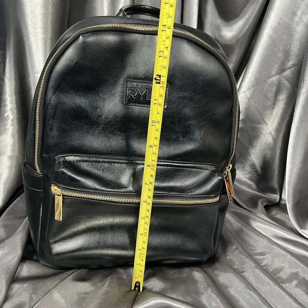 Ryla Ready Diaper Bag Black Gold Hardware Insulated Bottle Backpack‎ Minimalist